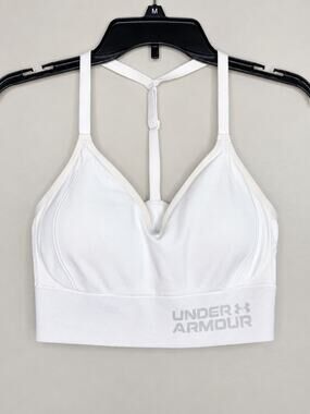 Under Armour White Seamless Sports Bra Large Padded Strappy Racerback